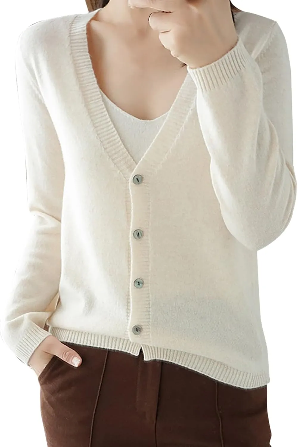 Cropped Cardigan Sweaters for Women 2024 Lightweight Knit Cardigan Long Sleeve V Neck Button Down Fall Outerwear