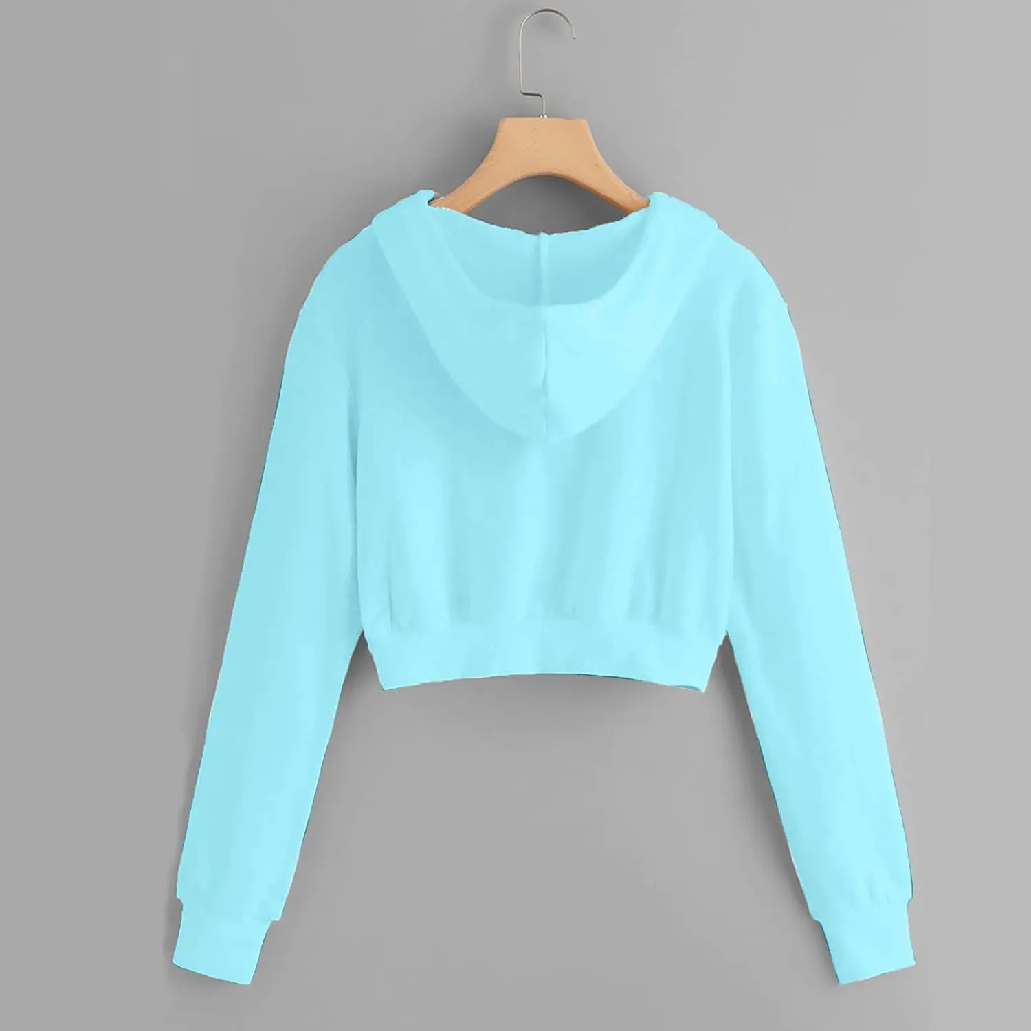 Cropped Hooded Sweatshirts for Women Fleece Full Zip Up Hoodies 90S Long Sleeve Y2k Clothes Jacket Top with Pockets