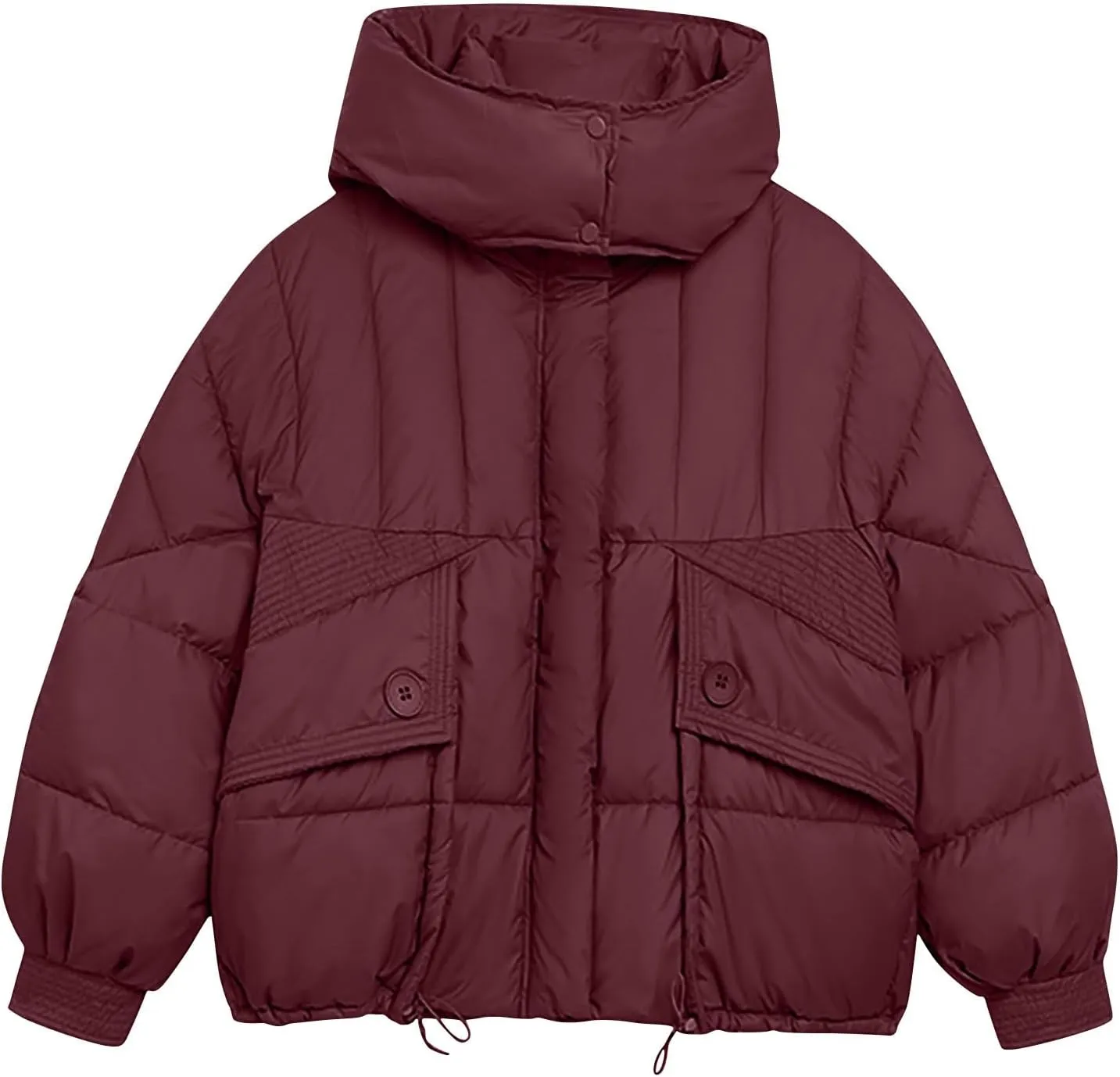 Cropped Puffer Jackets For Women Zip Up Quilted Down Jackets with Removable Hood 2024 Winter Warm Fashion Outfits