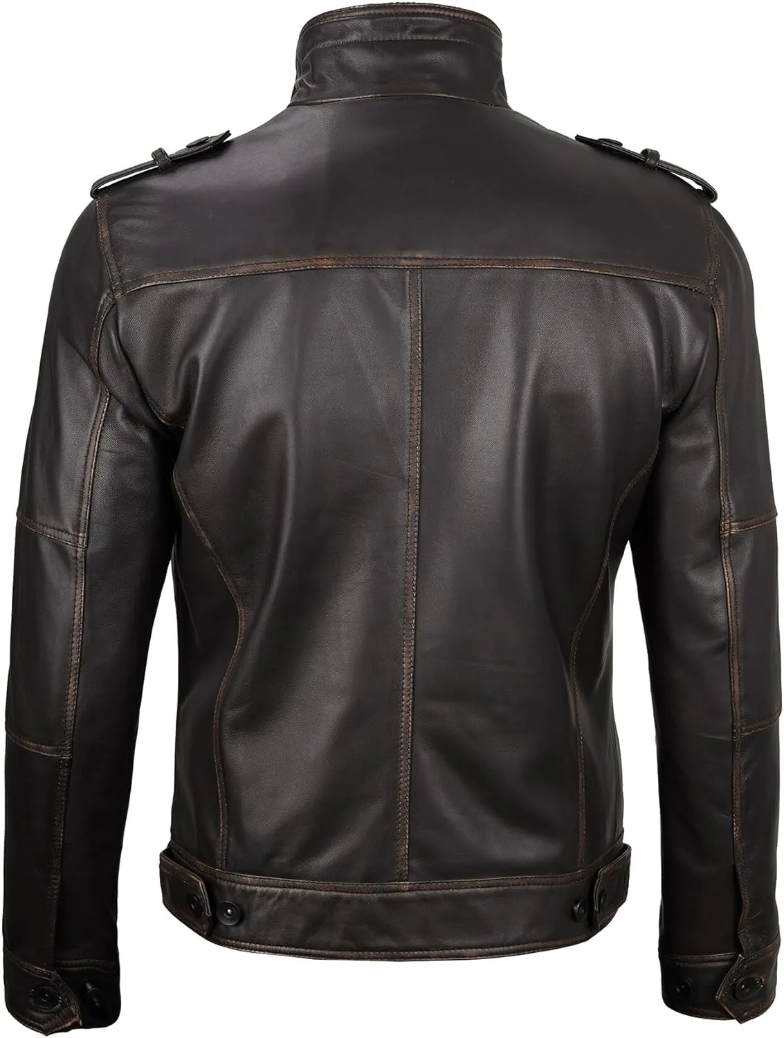 Decrum Mens Leather Jacket – Cafe Racer Style Casual Leather Jackets For Men