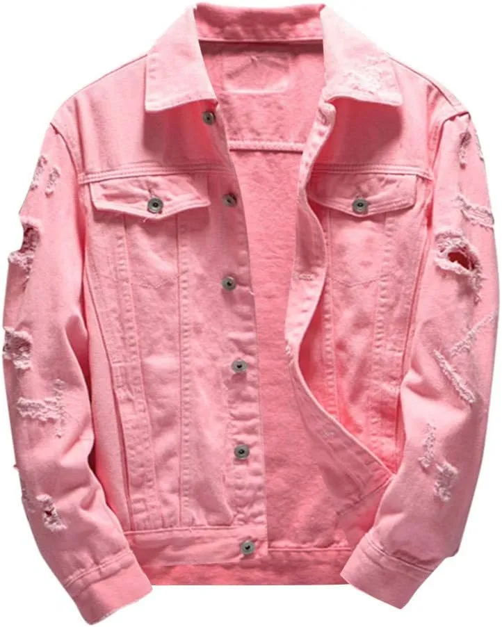 Denim Jacket Men Lightweight Button Down Long Sleeve Jean Jackets Coats Spring Fall Fashion, S-4XL