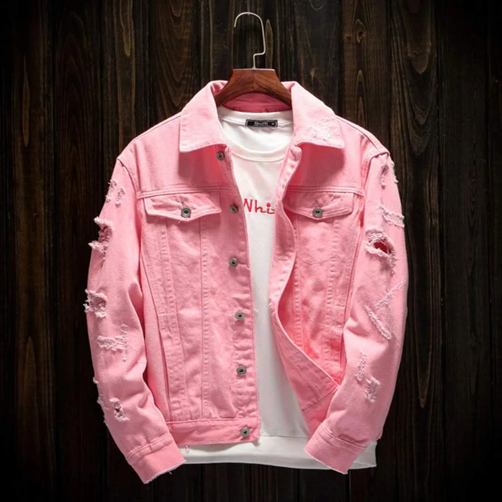 Denim Jacket Men Lightweight Button Down Long Sleeve Jean Jackets Coats Spring Fall Fashion, S-4XL