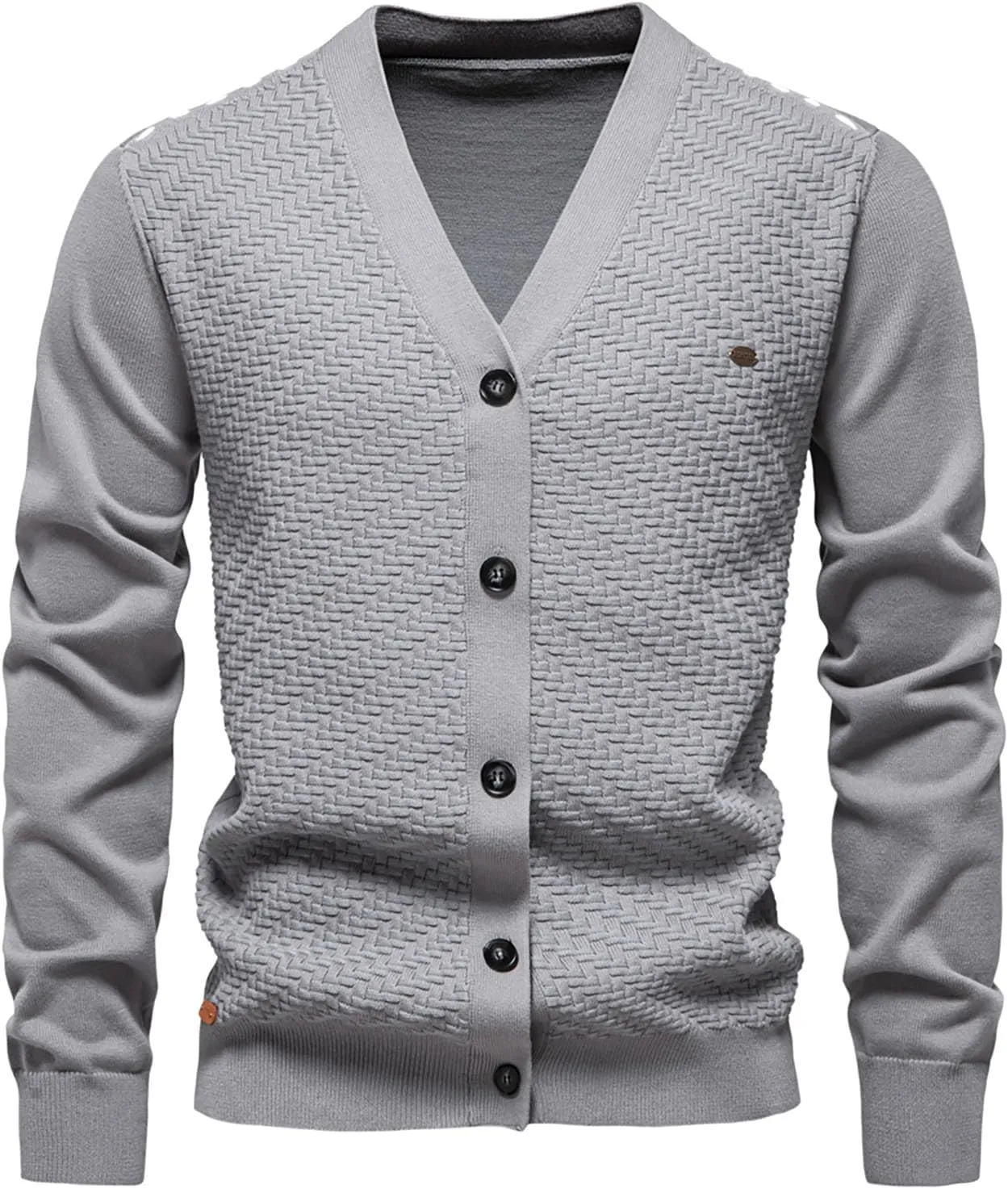 Dgoopd Cardigan Sweaters for Men Button Down Knit Sweater Stand Collar Cardigan Long Sleeve Warm Sweaters with Pockets