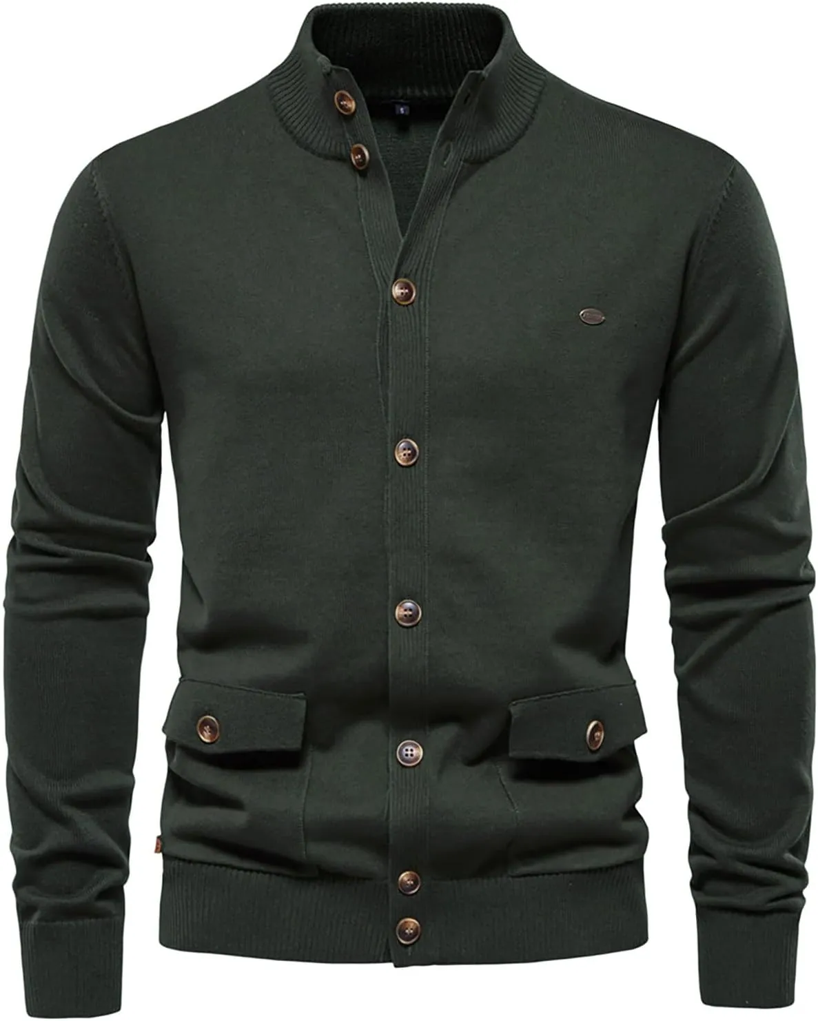 Dgoopd Cardigan Sweaters for Men Button Down Knit Sweater Stand Collar Cardigan Long Sleeve Warm Sweaters with Pockets
