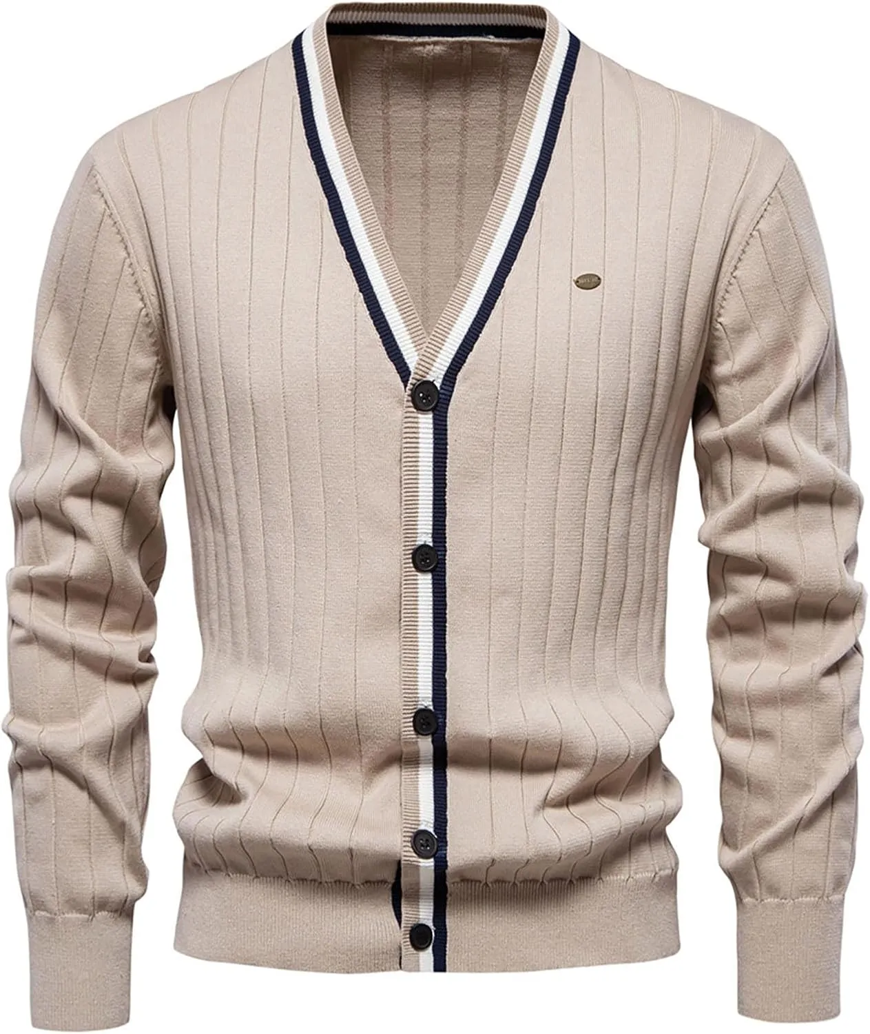 Dgoopd Cardigan Sweaters for Men Striped Knit Sweater Button Down V Neck Cardigan Lightweight Long Sleeve Sweater Casual Tops