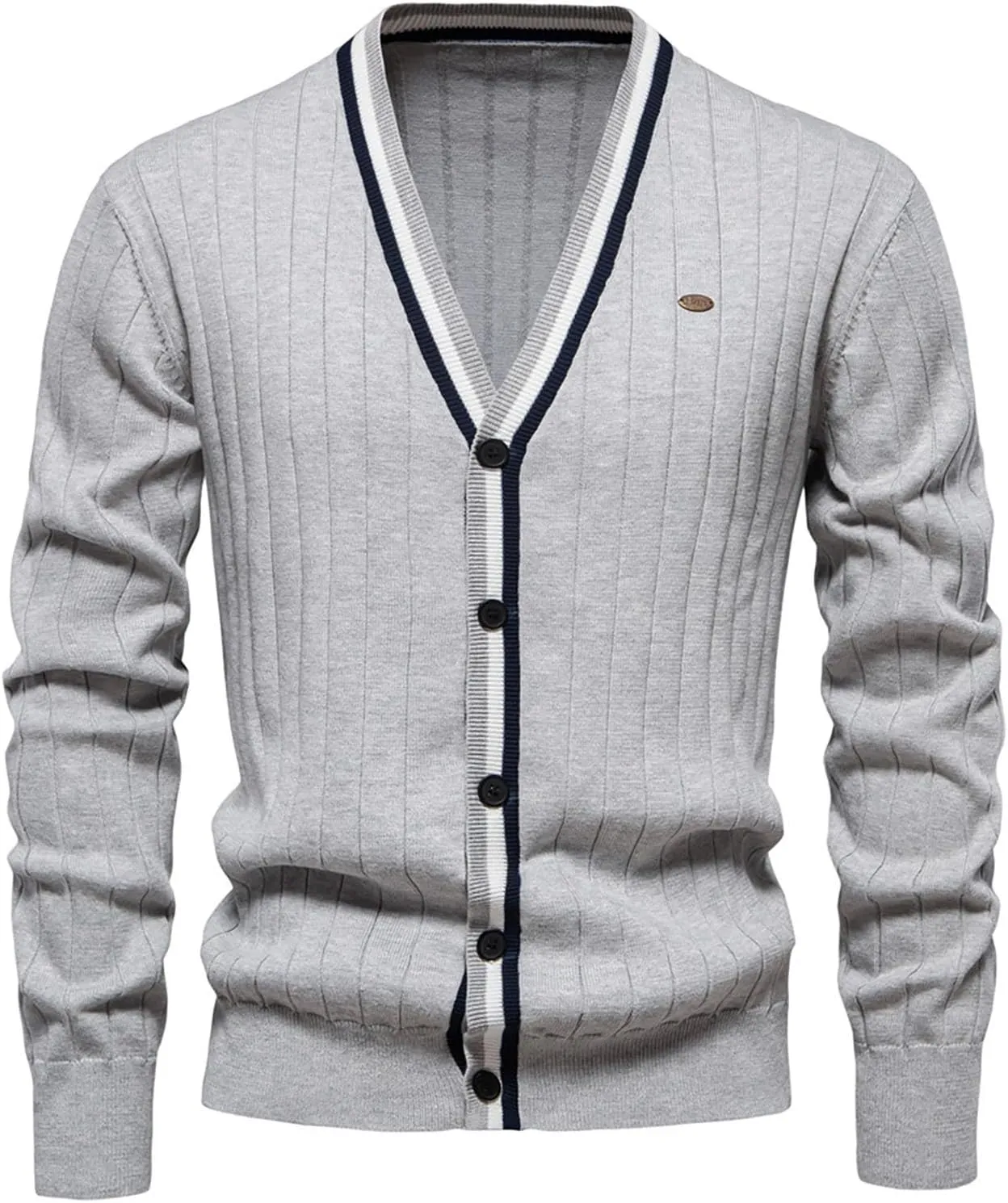 Dgoopd Cardigan Sweaters for Men Striped Knit Sweater Button Down V Neck Cardigan Lightweight Long Sleeve Sweater Casual Tops