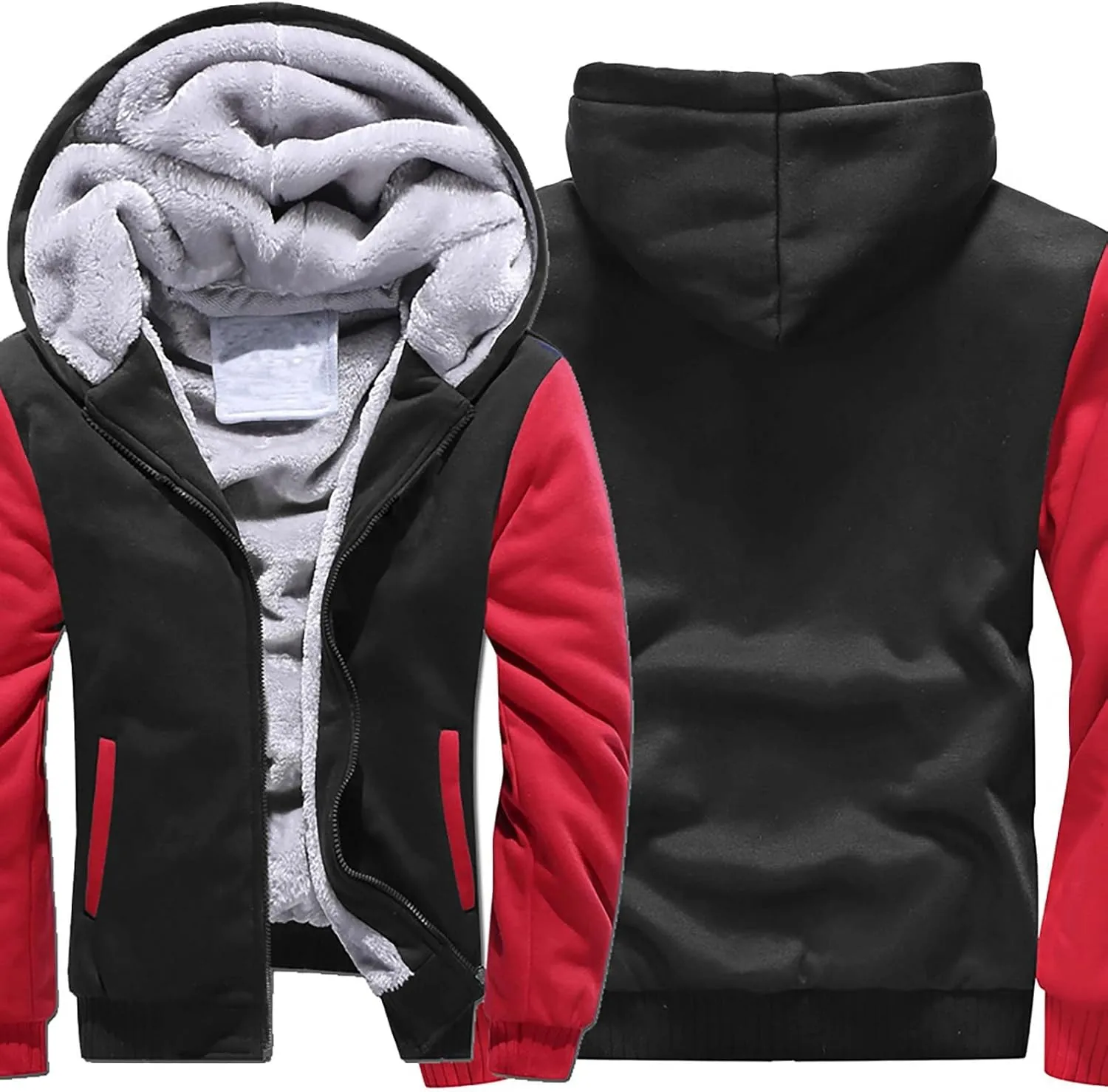 DuDubaby Men's Autumn and Winter Color Loose Casual Plush Jacket