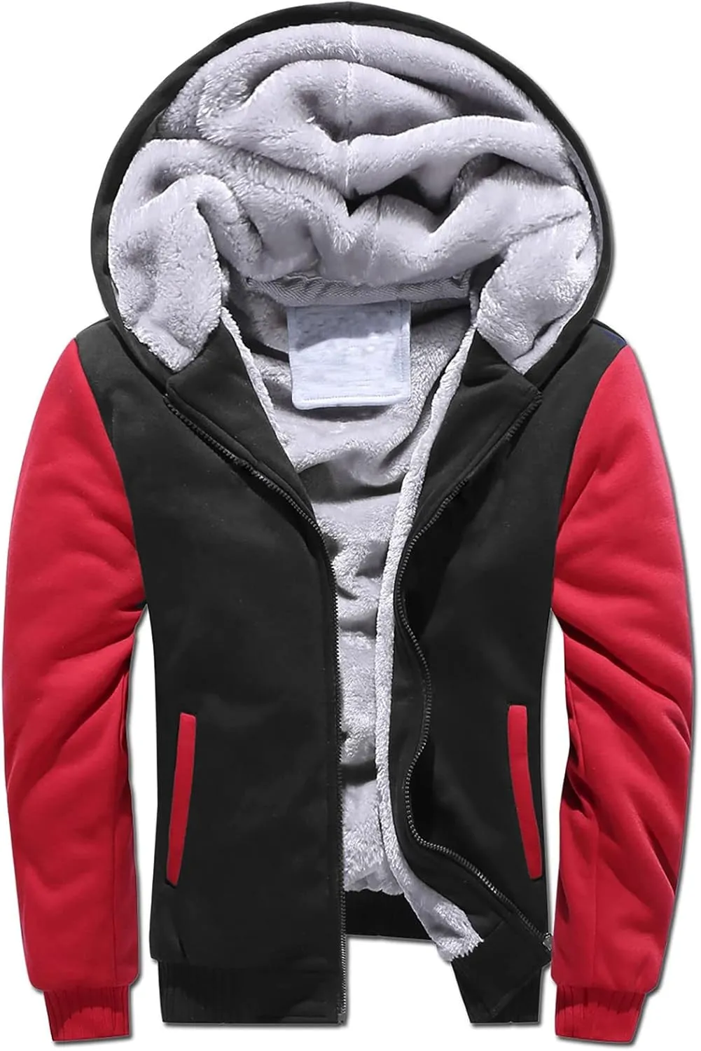 DuDubaby Men's Autumn and Winter Color Loose Casual Plush Jacket