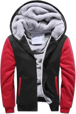 DuDubaby Men's Autumn and Winter Color Loose Casual Plush Jacket