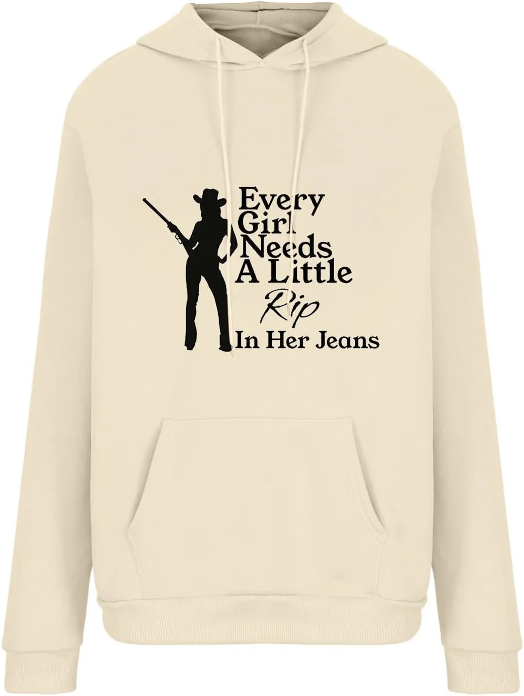 Every Girl Needs A Little Rip in Her Jeans Women Long Sleeve Hoodies Sweatshirts Drawstring Pullovers Tops Vintage Clothes