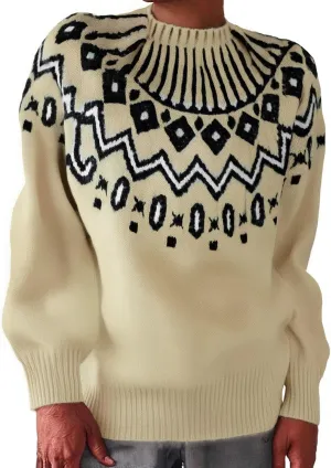Fair Isle Sweaters for Women Fair Isle Print Retro Cable Knit Sweater Long Sleeve Crewneck Plus Size Pullover Sweater