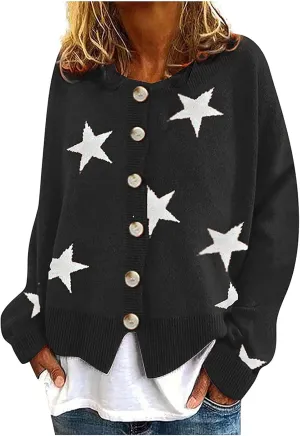 Fall Cardigan Sweaters for Women 2022,Open Front Button Down Cardigans Lantern Sleeve Daisy Graphic Sweater Outwear