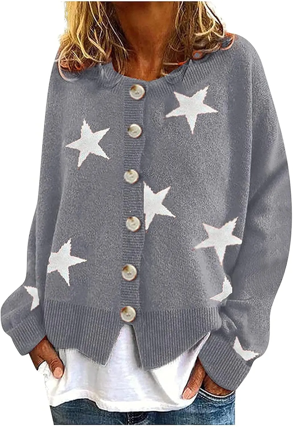Fall Cardigan Sweaters for Women 2022,Open Front Button Down Cardigans Lantern Sleeve Daisy Graphic Sweater Outwear