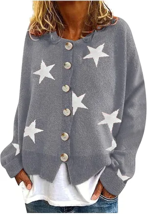 Fall Cardigan Sweaters for Women 2022,Open Front Button Down Cardigans Lantern Sleeve Daisy Graphic Sweater Outwear
