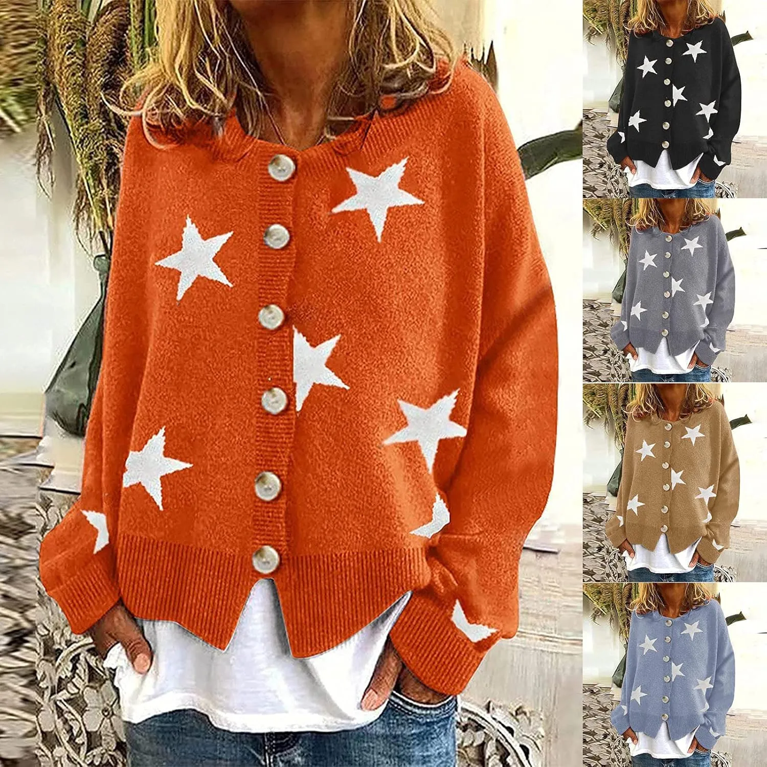 Fall Cardigan Sweaters for Women 2022,Open Front Button Down Cardigans Lantern Sleeve Daisy Graphic Sweater Outwear