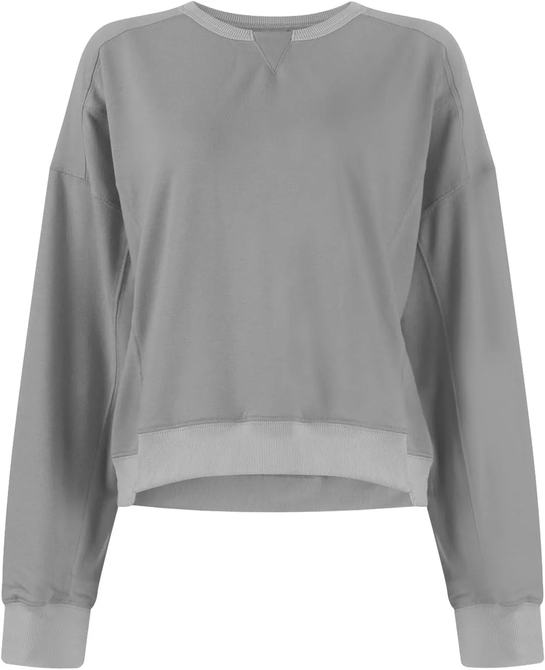 Fall Crew Neck Sweatshirts Women Solid Pullover Cropped Sweatshirt Long Sleeve Winter Side Split Sweaters Trendy 2024