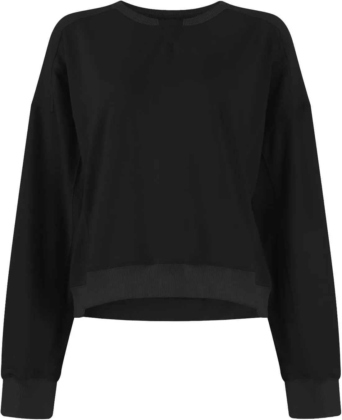 Fall Crew Neck Sweatshirts Women Solid Pullover Cropped Sweatshirt Long Sleeve Winter Side Split Sweaters Trendy 2024