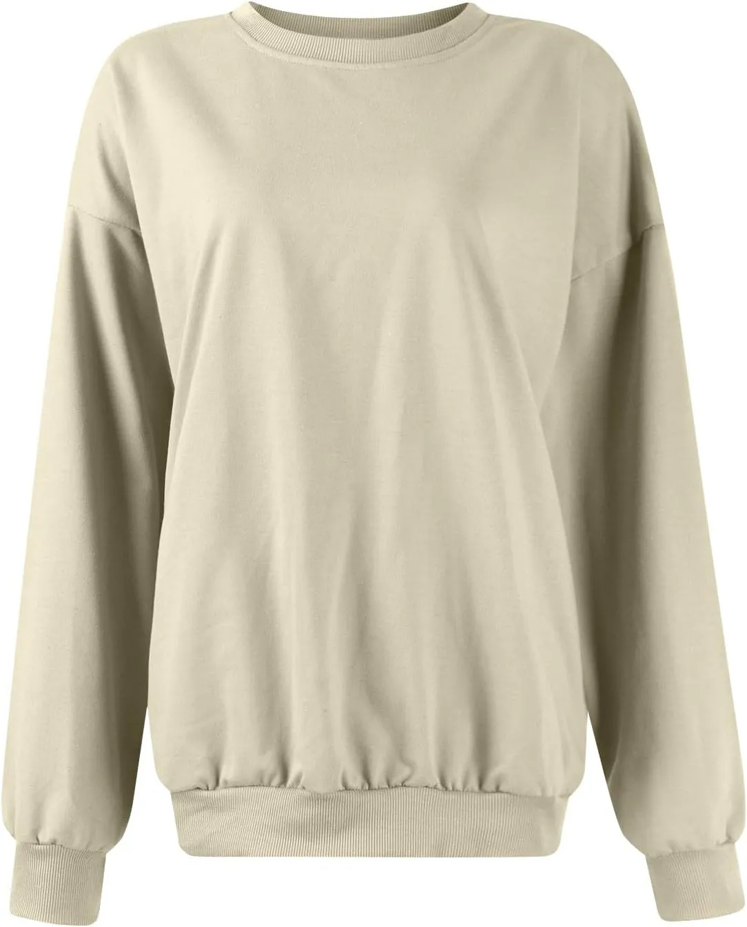 Fall Shirts For Women 2024 Women Fashion Casual Loose Solid Color Padded Crewneck Oversized Women Sweatshirt