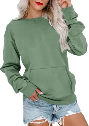 fanmpghleoo Fleece Lined Sweatshirt Women Drop Shoulder Crewneck Sweatshirts Workout Athletic Soft Plain Tunic Pullover Tops