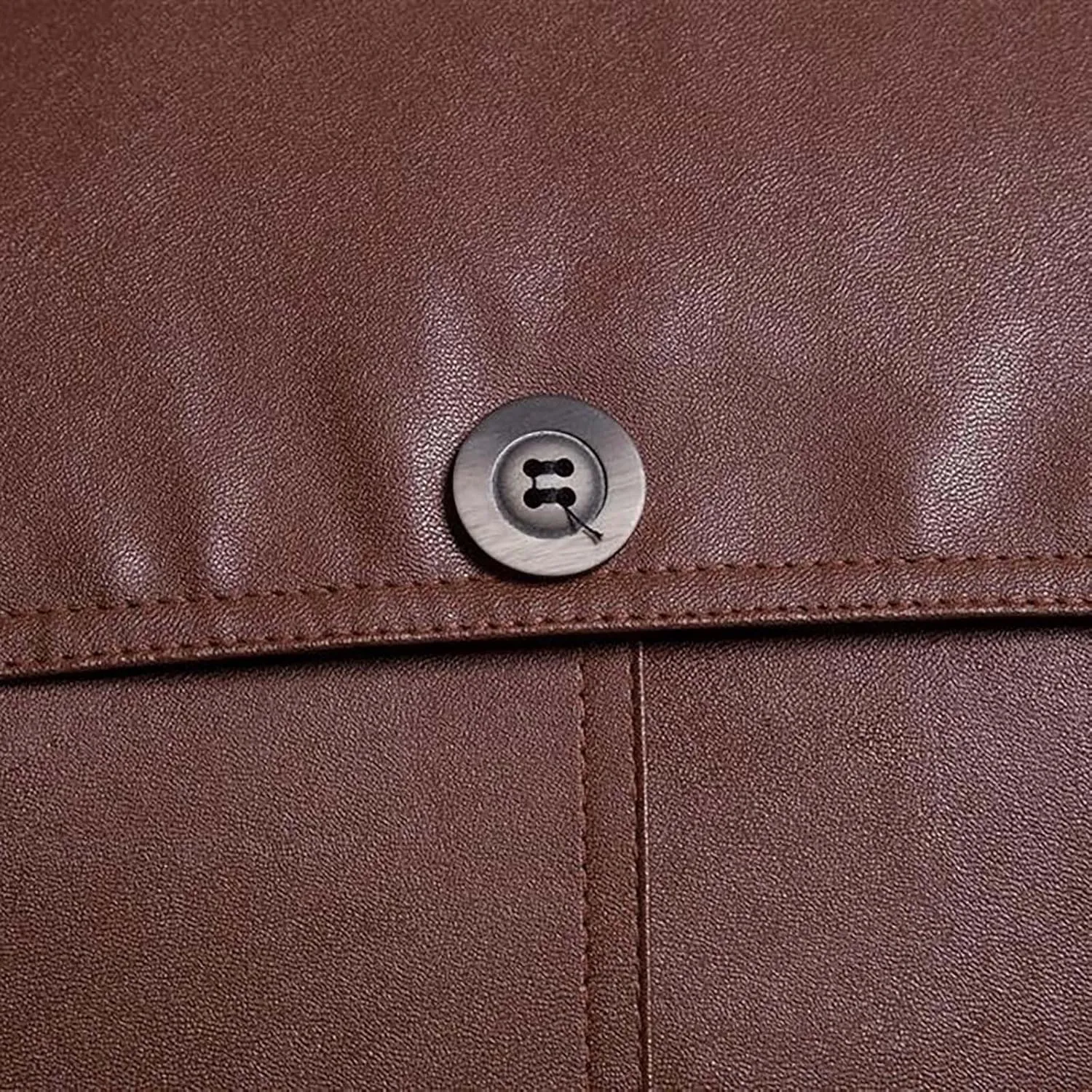 Faux Leather Jacket Men Slim Fit Long Sleeve Full Zip Motorcycle Jacket Stand Collar Racer Biker Jacket