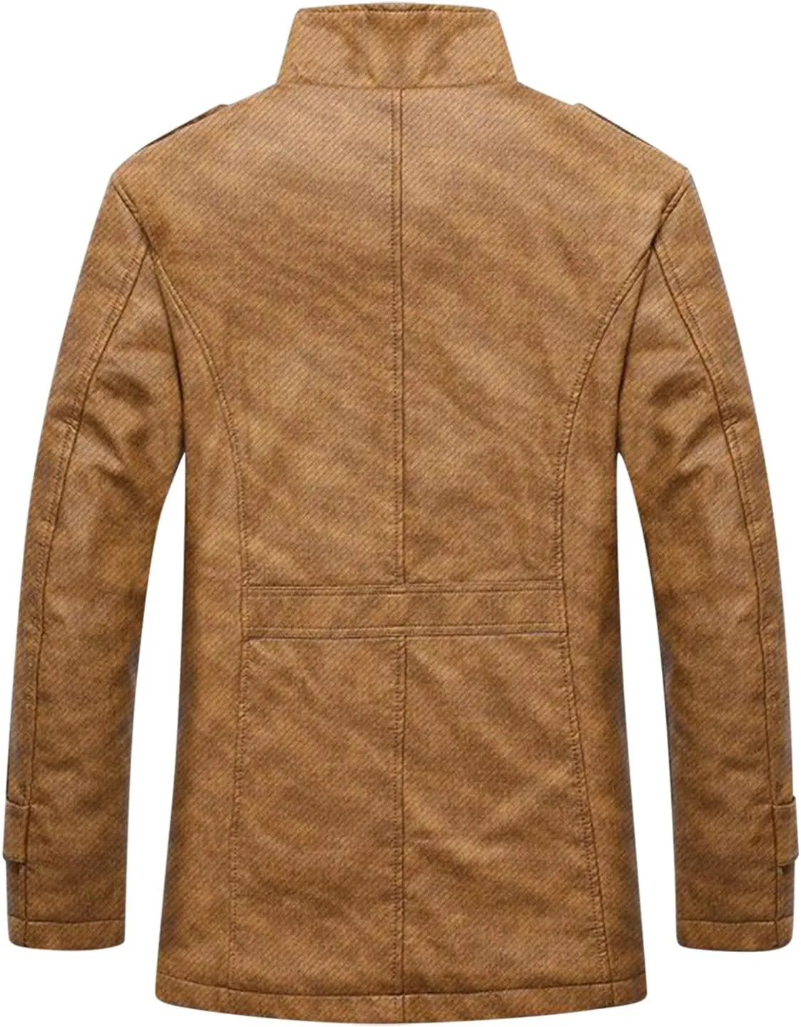 Faux Suede Jacket Men High Collar Shearling Sherpa Lined Winter Trench Coat Casual Vintage Sheepskin Fleece Coats