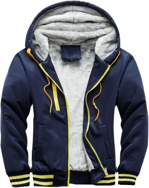 Fleece Hoodie Men Winter Thick Zipper Sweatshirts Workout Baseball Coat Casual Warm Hooded Pullover Jacket Sport Coats