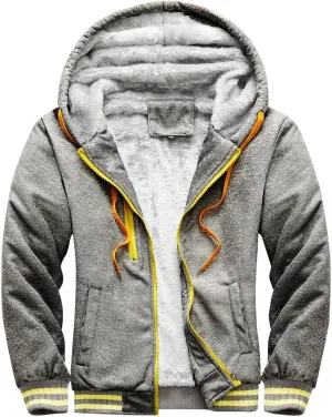 Fleece Hoodie Men Winter Thick Zipper Sweatshirts Workout Baseball Coat Casual Warm Hooded Pullover Jacket Sport Coats