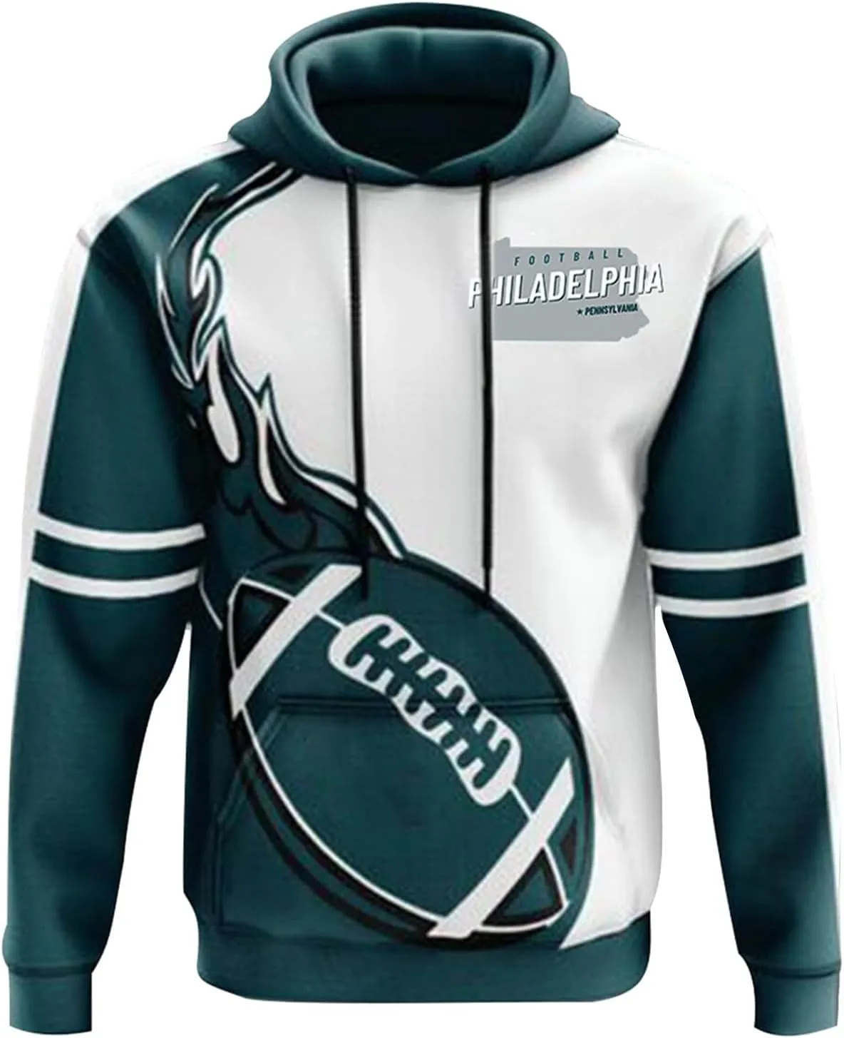 Football Hoodies for Men and Women Fans Gifts Casual Sweatshirts Collar Drawstring Long Sleeve Hooded Pullover Top