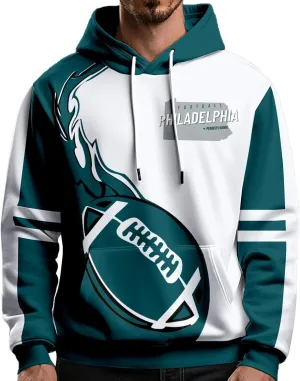 Football Hoodies for Men and Women Fans Gifts Casual Sweatshirts Collar Drawstring Long Sleeve Hooded Pullover Top