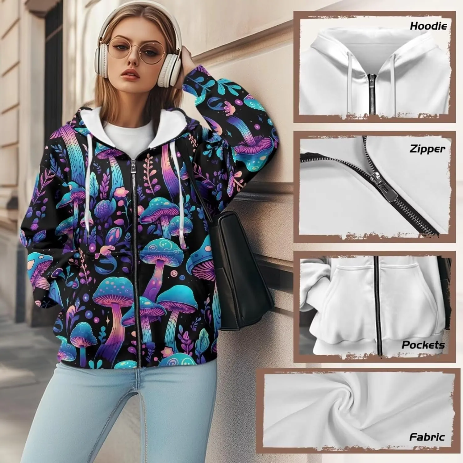 Forchrinse Black Bat Womens Zip Up Sweatshirts Gothic Y2K Hoodie Causal Long Sleeve Oversized Sweatshirts Loose Track Jackets