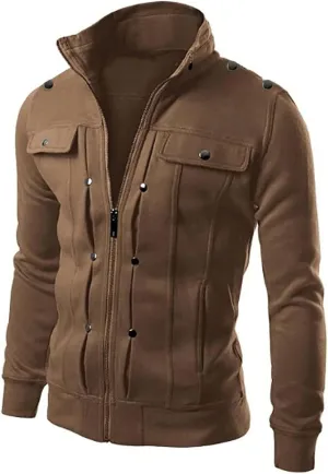 Full Zip up Sweatshirt Jacket for Men Stand Collar Slim Fit Athletic Track Jacket Long Sleeve Mock Neck Sweatshirt