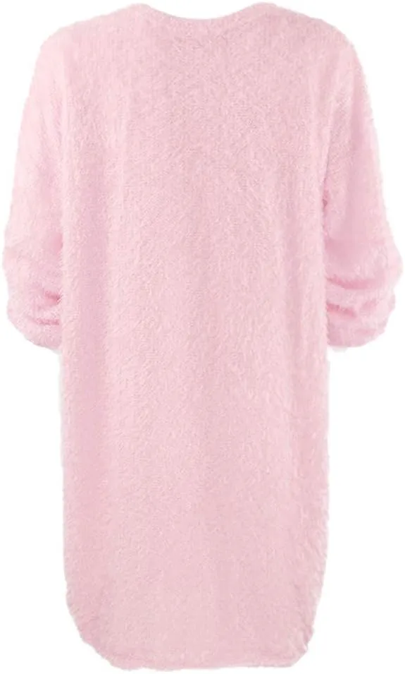Furry Sweater Dress 2024 Women Fuzzy Fleece Sweatshirts Oversize Warm Winter Comfy Soft Plush Pullover Jumper Dresses