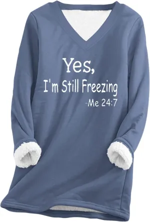 Fuzzy Fleece Lined Sweatshirts for Women 2023 Cozy Winter Pullover Sweater Tops v Neck Plus Size Loose Long Loungewear