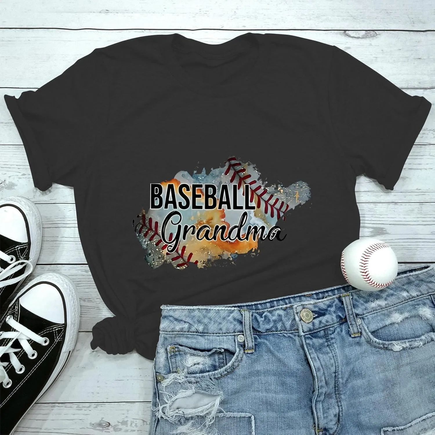 GIERIDUC Womens Baseball Shirt Raglan Short Sleeve Crewneck Football T Shirts Summer Casual Loose Baseball Mom Tees Tops