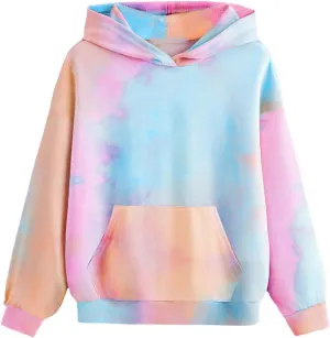 Girls Tie Dye Hoodies Trendy 2024 Loose Casual Long Sleeve Pullovers Unisex Boys Hooded Sweatshirt With Pockets