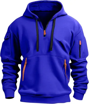 GOFULY Hoodies For Men Tactical Quarter Zip Pullover Stylish Sweatshirt Long Sleeve Big And Tall Hoodies With Pocket 2024