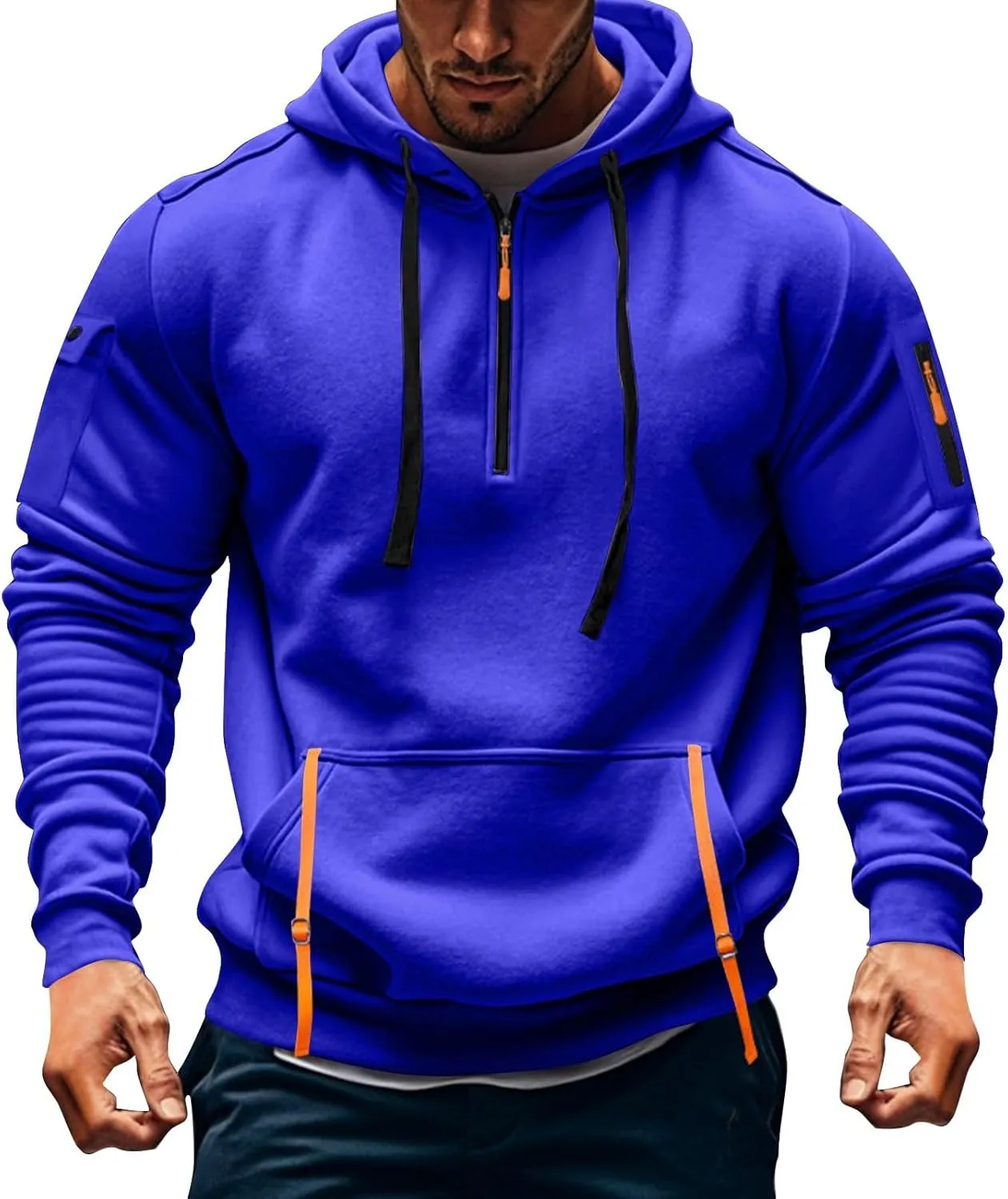 GOFULY Hoodies For Men Tactical Quarter Zip Pullover Stylish Sweatshirt Long Sleeve Big And Tall Hoodies With Pocket 2024
