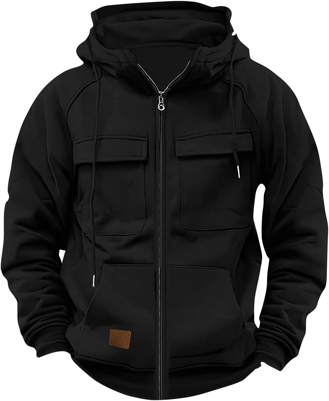 GOFULY Mens Hoodies Quarter Zip Western Hoodies Baggy Sweatshirt Drawstring Long Sleeve Cargo Sweatshirt Outfits With Pocket