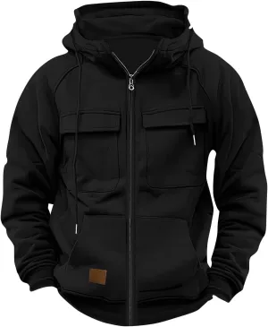 GOFULY Mens Hoodies Quarter Zip Western Hoodies Baggy Sweatshirt Drawstring Long Sleeve Cargo Sweatshirt Outfits With Pocket