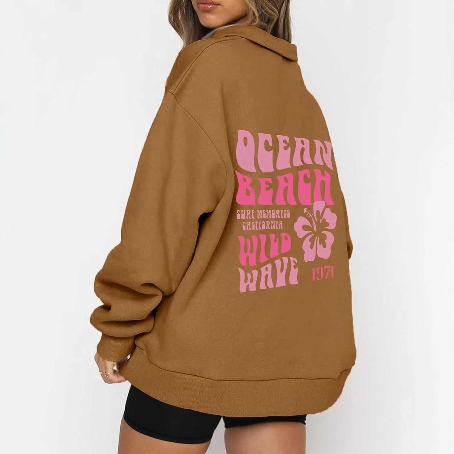 GOFULY Sweatshirt Women Oversized Fall 1/4 Zip Sweatshirt No Hoodie Winter Solid Long Sleeve Shirts Vintage Pullover Sweaters