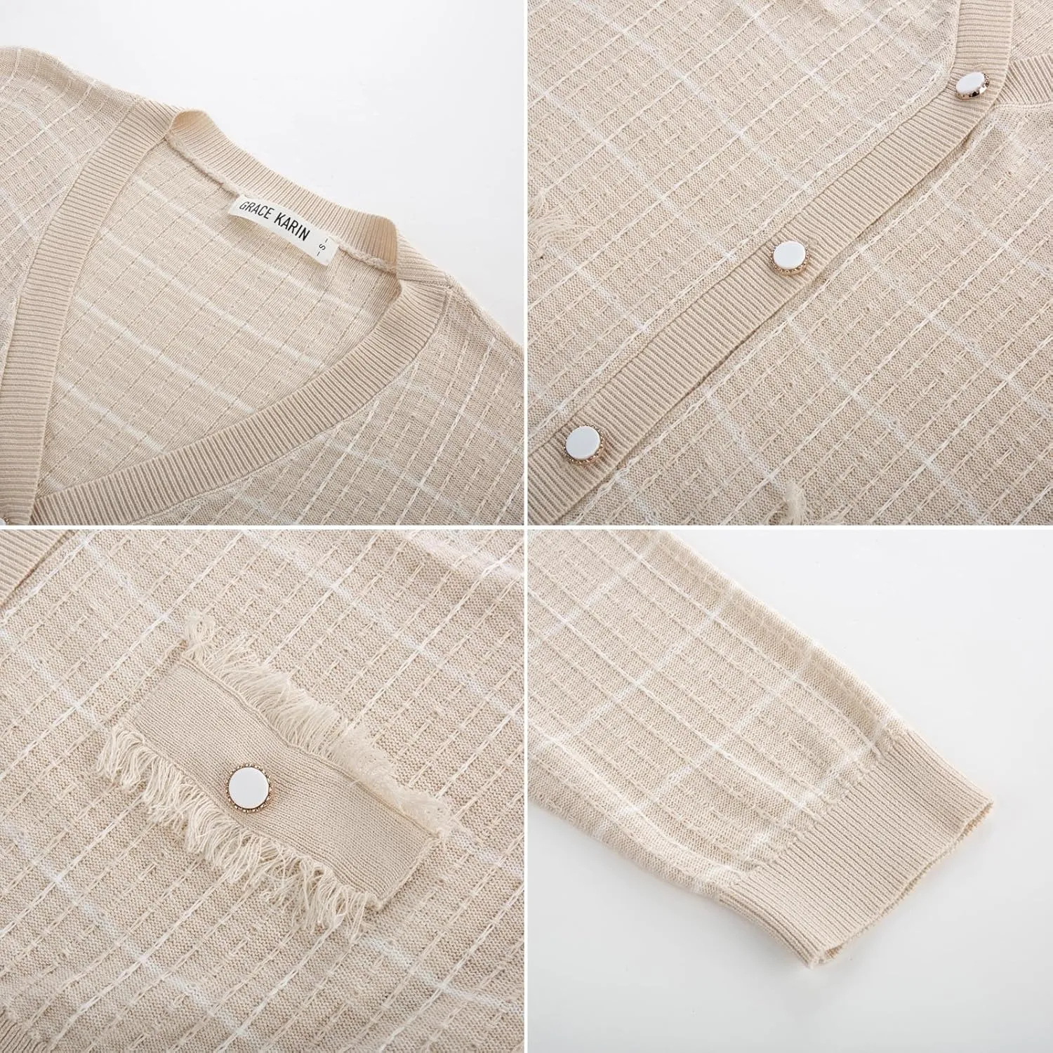GRACE KARIN 2025 Women's Summer Cardigans Sweaters V-Neck Long Sleeve Button Down Lightweight Knit Cardigan