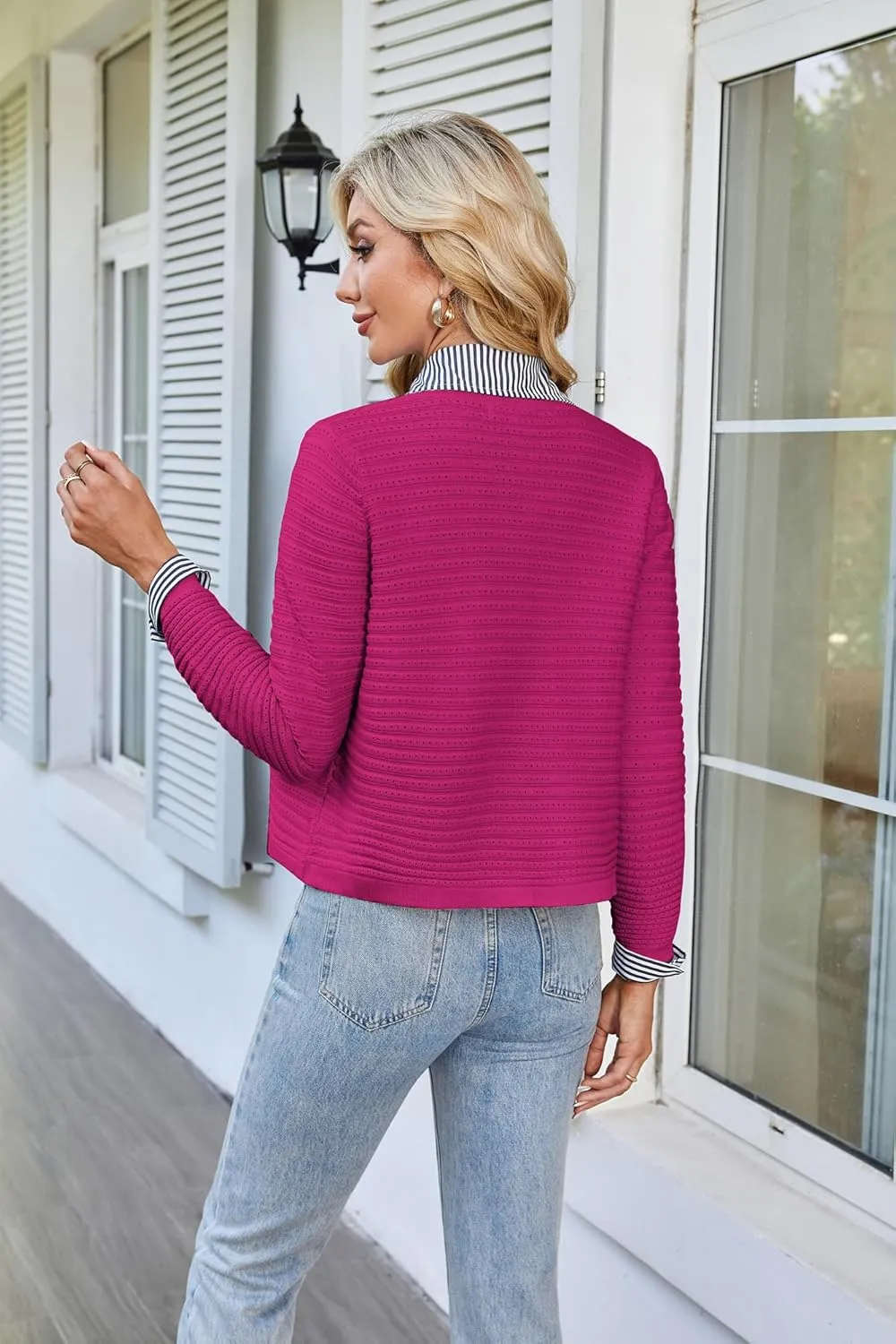 GRACE KARIN Women's Knit Cardigan Sweaters Long Sleeve Open Front Button Down Trendy Jackets Lightweight Summer Outfits