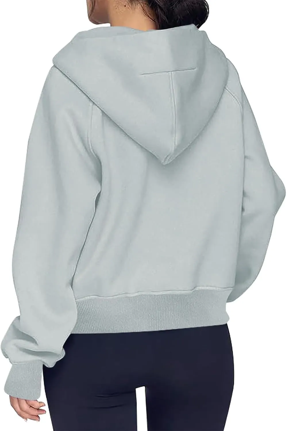 Half Zipper Sweatshirt for Women Stand Collar Fleece Pullover Top Solid Color Cropped T-Shirt Running Sports Blouse