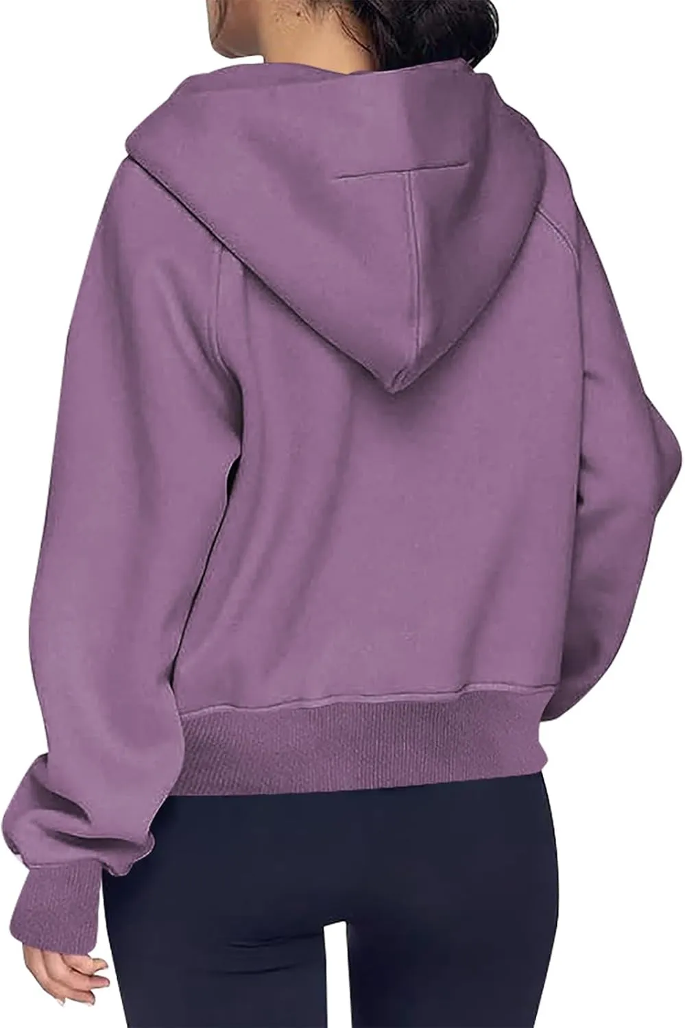 Half Zipper Sweatshirt for Women Stand Collar Fleece Pullover Top Solid Color Cropped T-Shirt Running Sports Blouse