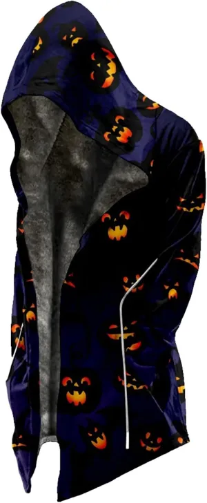 Halloween Hoodies For Men, Men's Halloween Print Velvet Thickened Long Jacket Casual Large Size Zipper Coat
