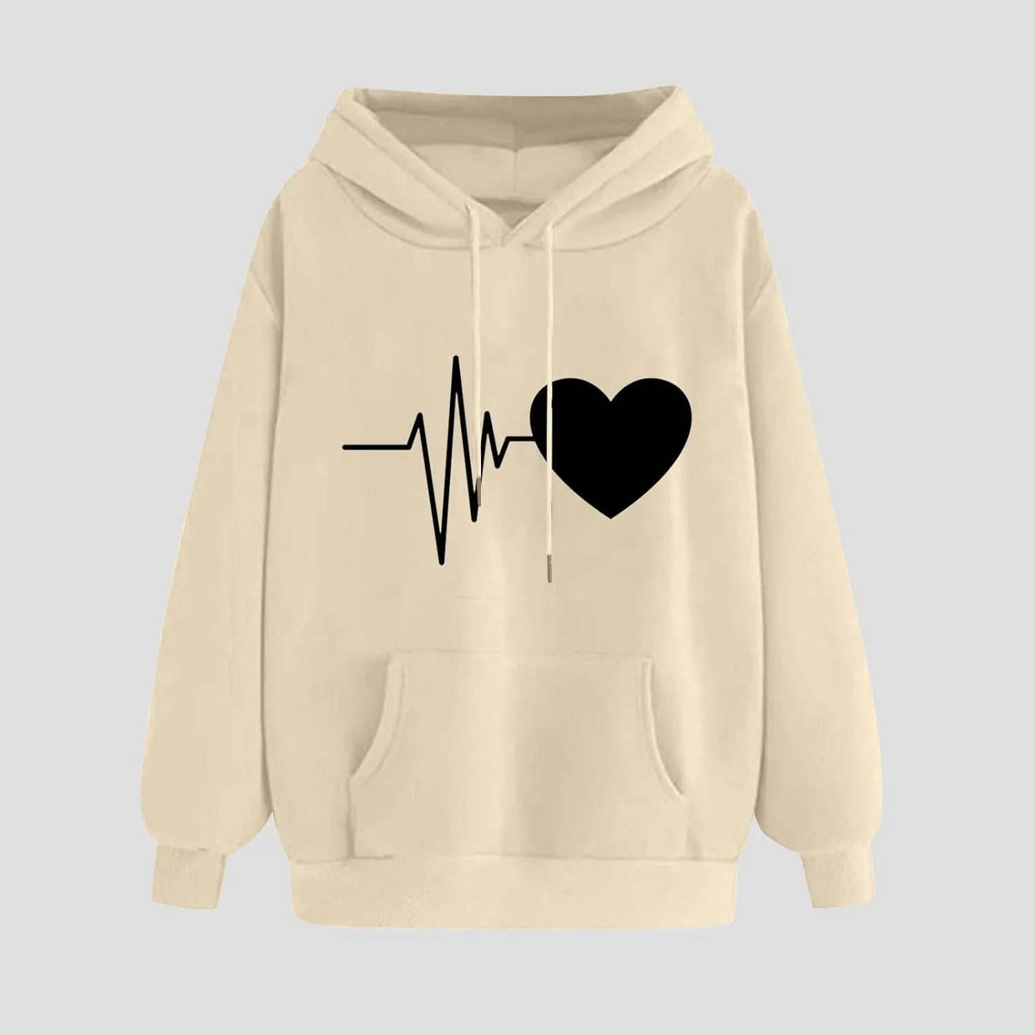 Heartbeat Love Hoodie for Women Hooded Sweatshirt Soft Fleece Cozy Gift for Nurses and Healthcare Workers
