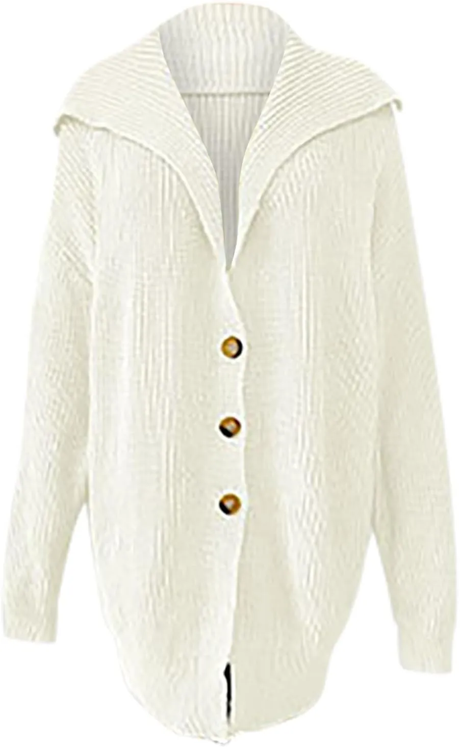 HGps8w Women's Winter Hooded Cardigans Open Front Loose Button Up Long Sleeve Knit Sweater Coat Outerwear with Pockets