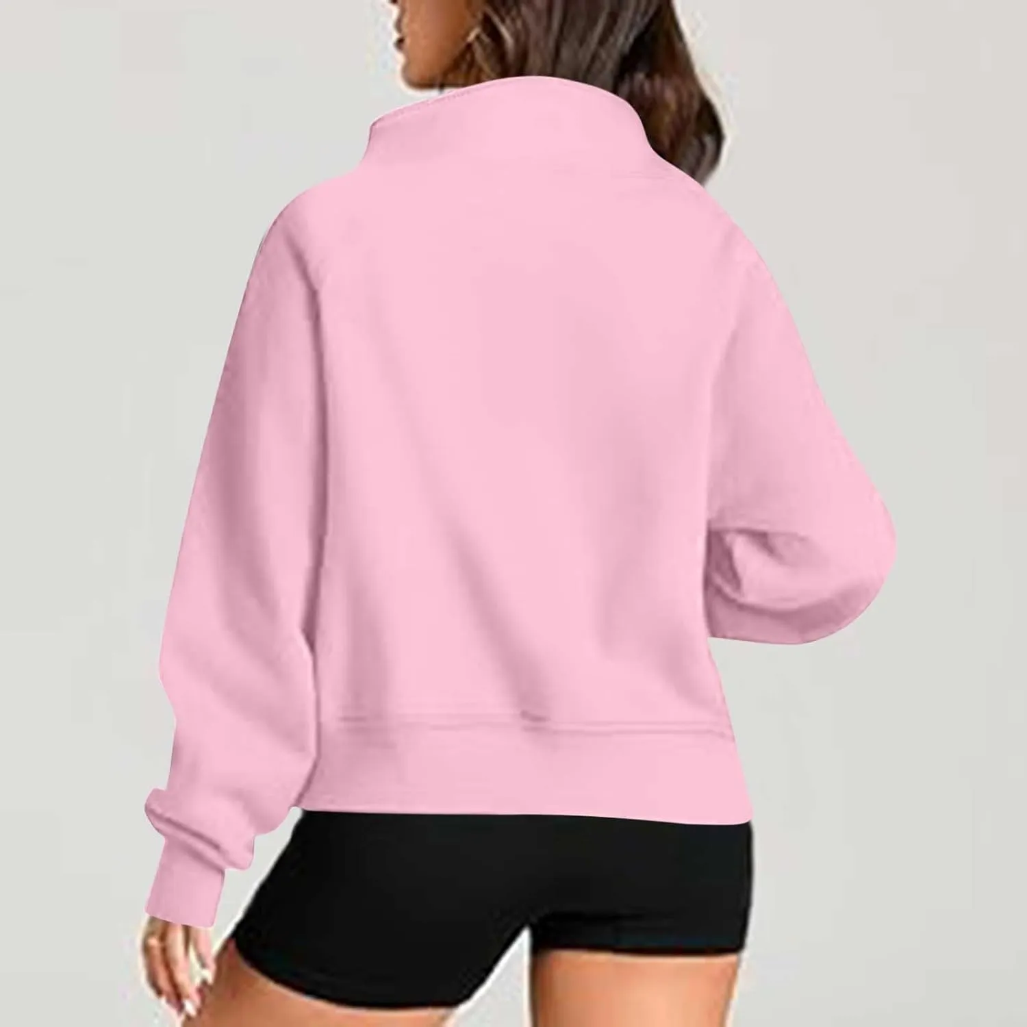 hlysgo Womens Half Zip Cropped Pullover Hoodies Fleece Quarter Zipper Hoodie Sweatshirts Fall Winter Clothes Thumb Hole