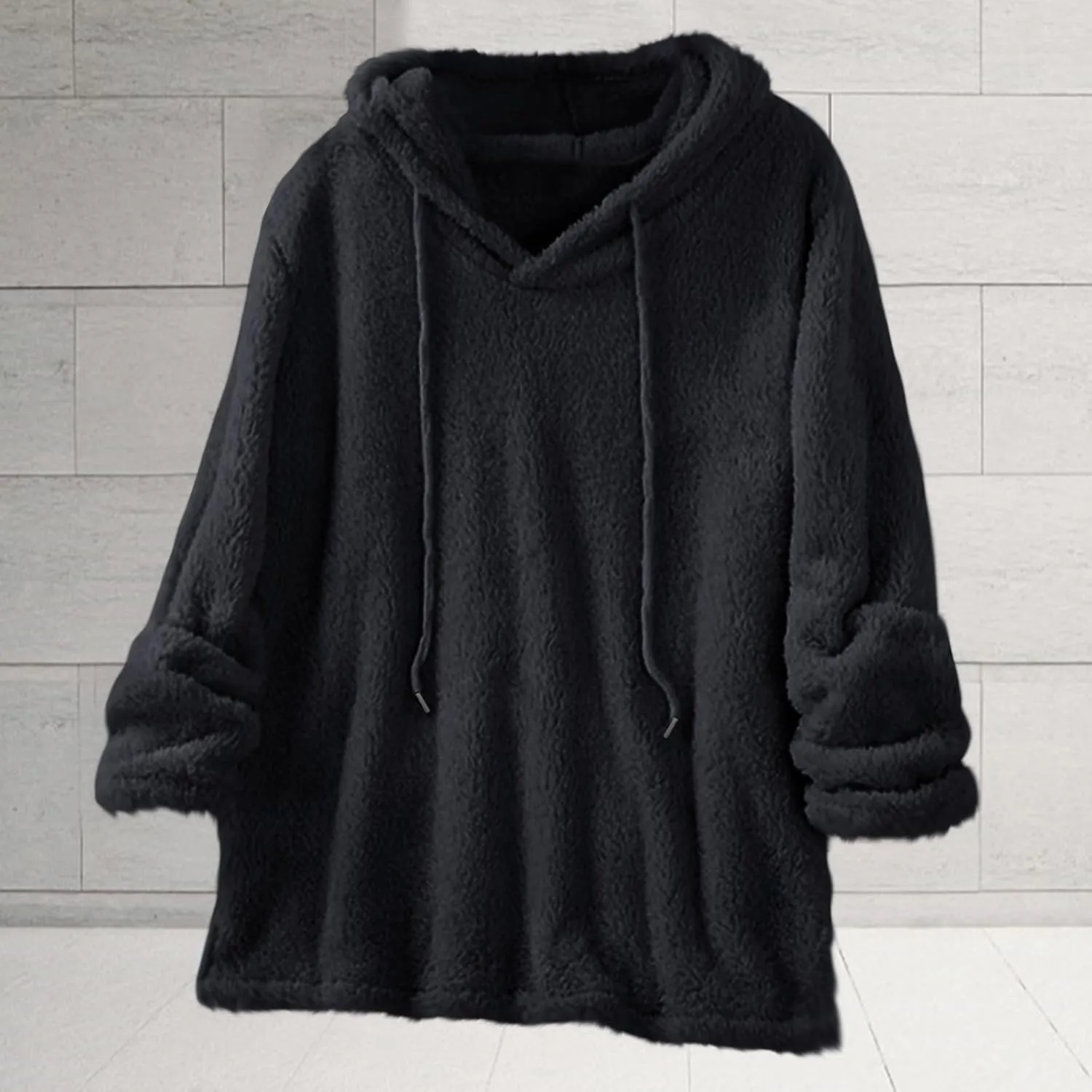 Hooded Sweatshirt for Women Trendy Loose Fit Long Sleeve Solid Color Sweaters Comfort Casual Drawstring Hoodies