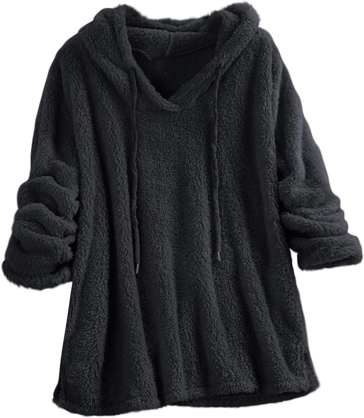 Hooded Sweatshirt for Women Trendy Loose Fit Long Sleeve Solid Color Sweaters Comfort Casual Drawstring Hoodies
